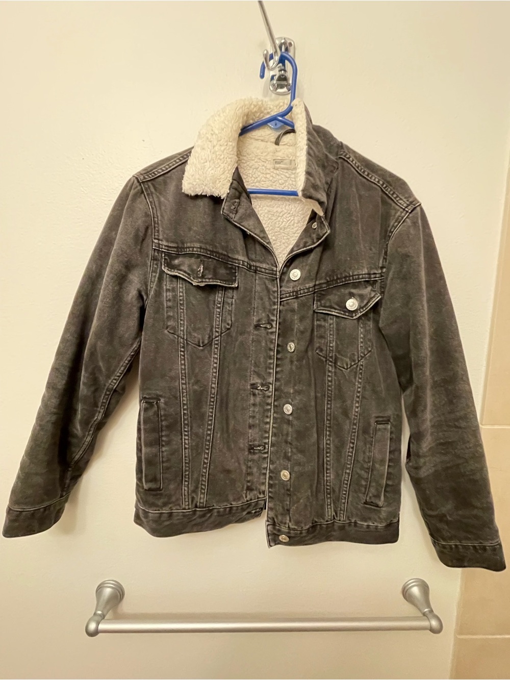 Topshop Denim Jacket Black Size US 2
